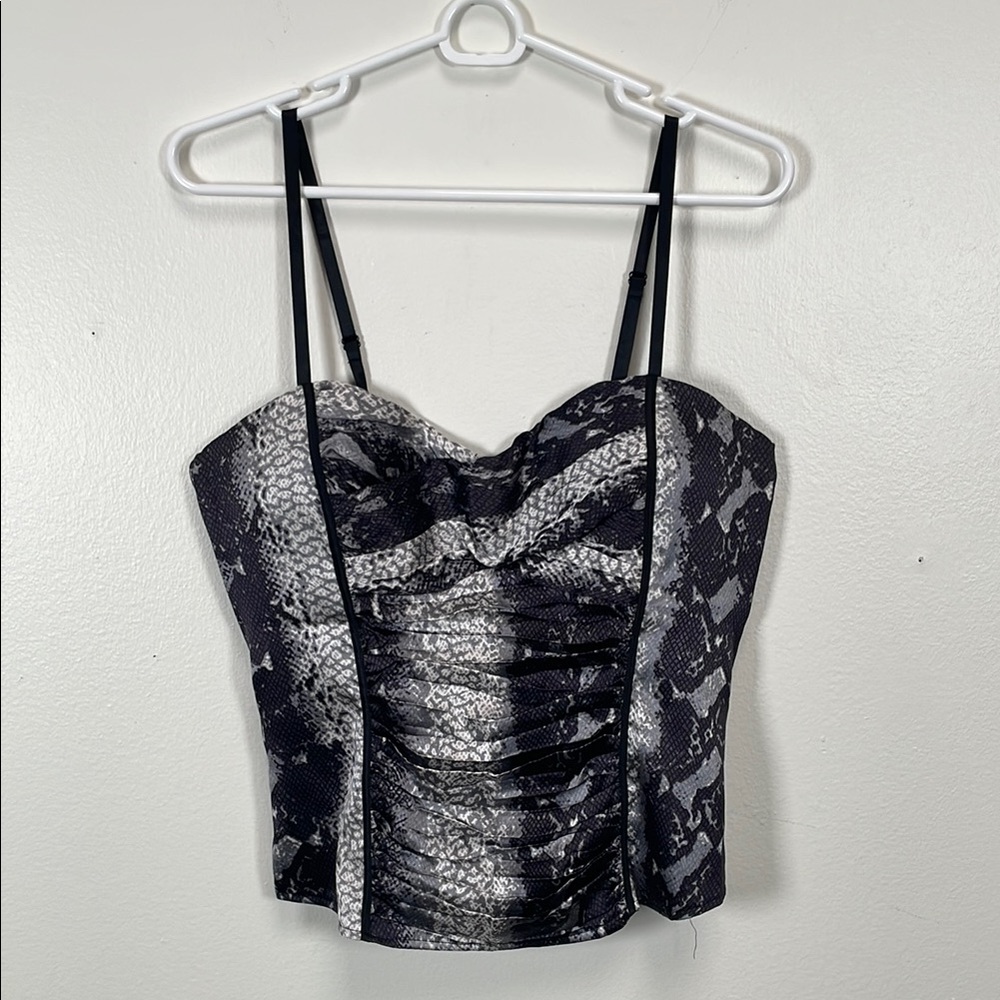 Black and Gray Snake Print Bustier Top